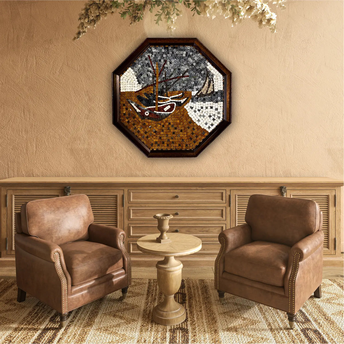 BOAT IN RED RIVER - Mosaic By Qureshi's