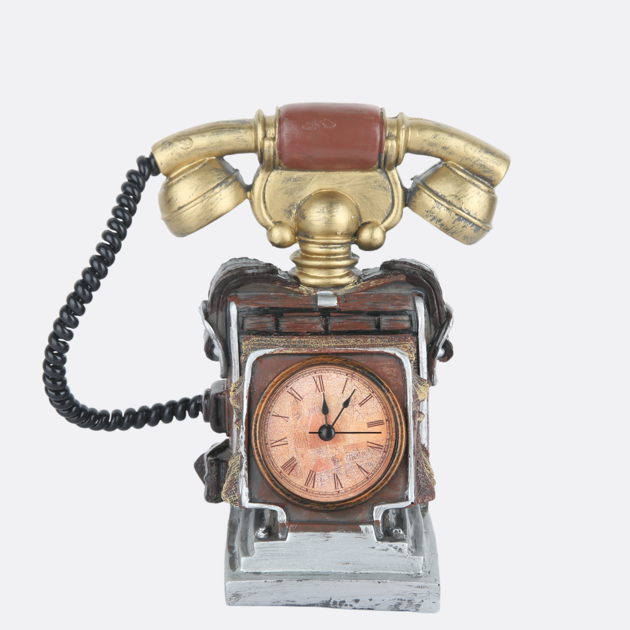 Decorative Vintage Telephone With Clock