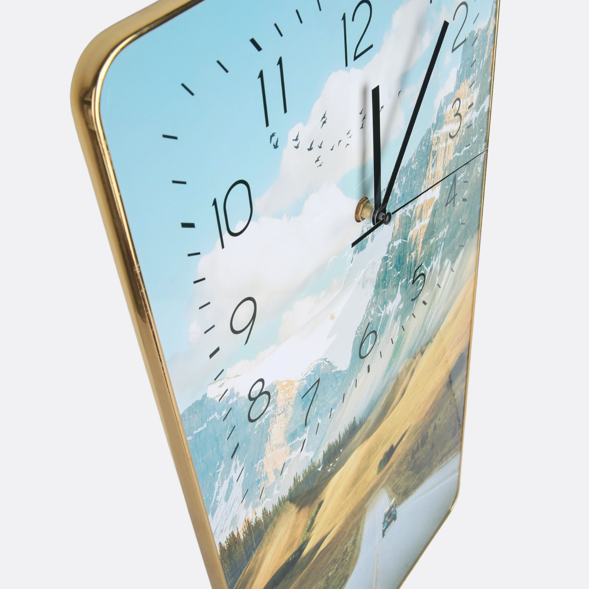 Arterial Road Wooden Wall Clock With Golden Edges