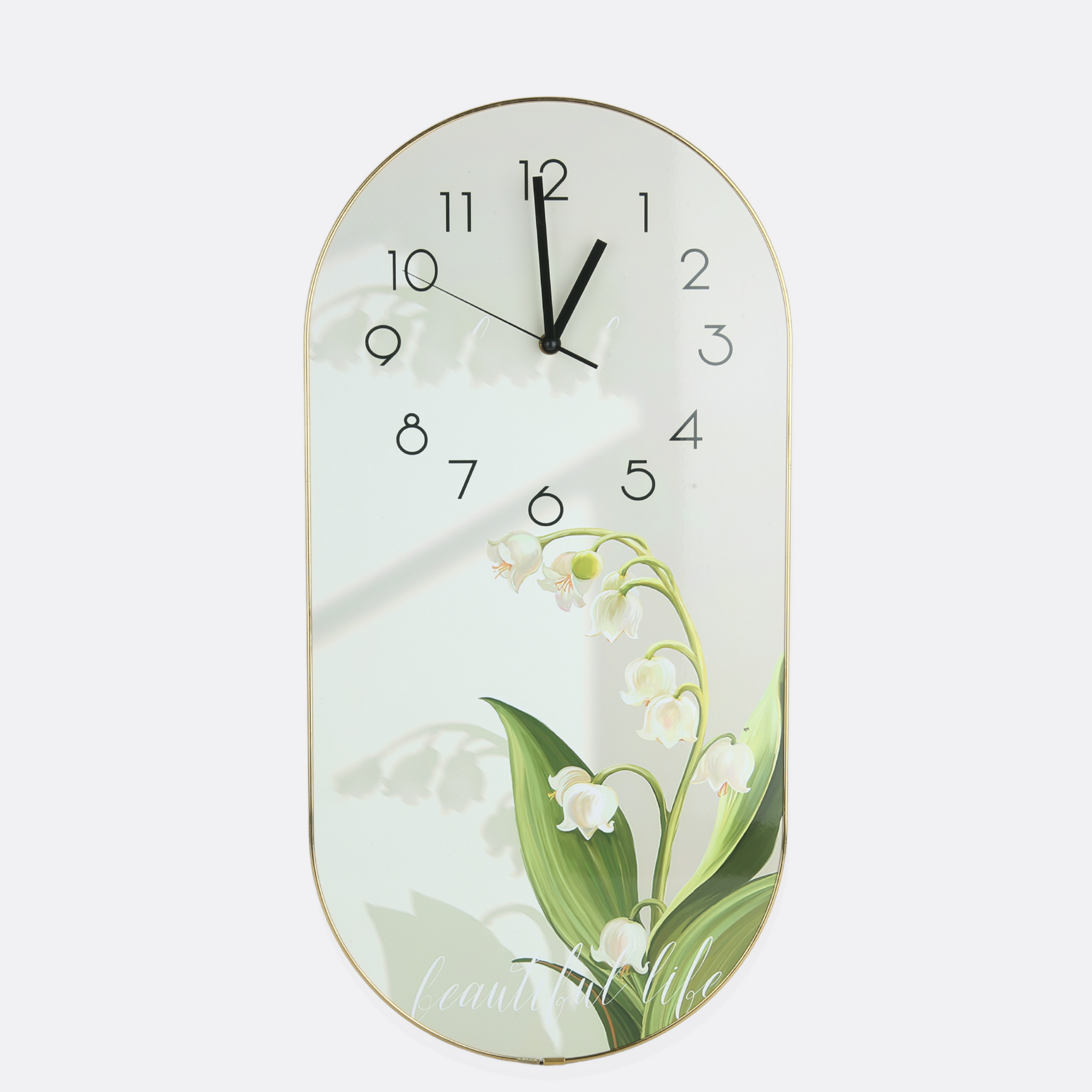 Spring Wooden Wall Clock With Golden Edges