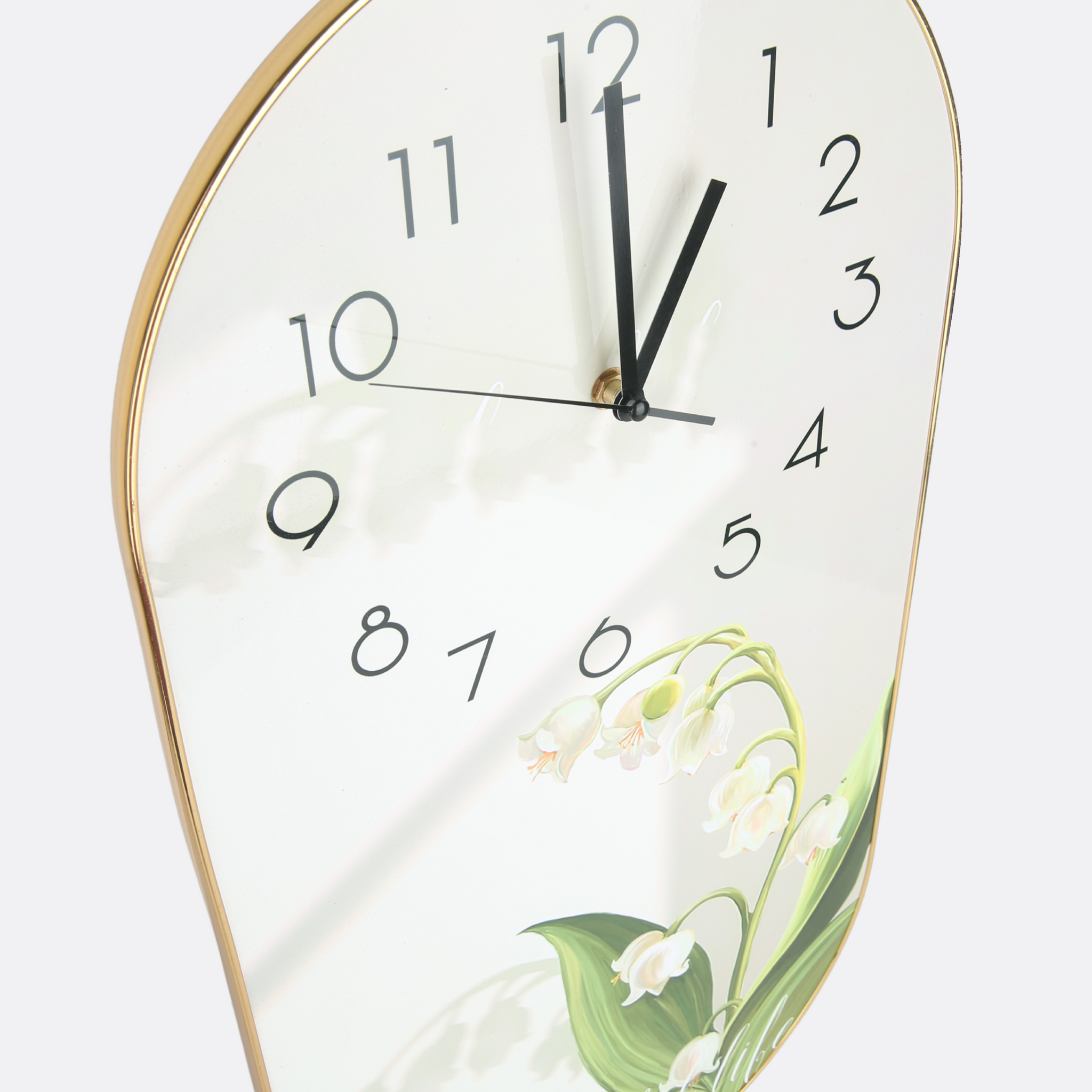 Spring Wooden Wall Clock With Golden Edges