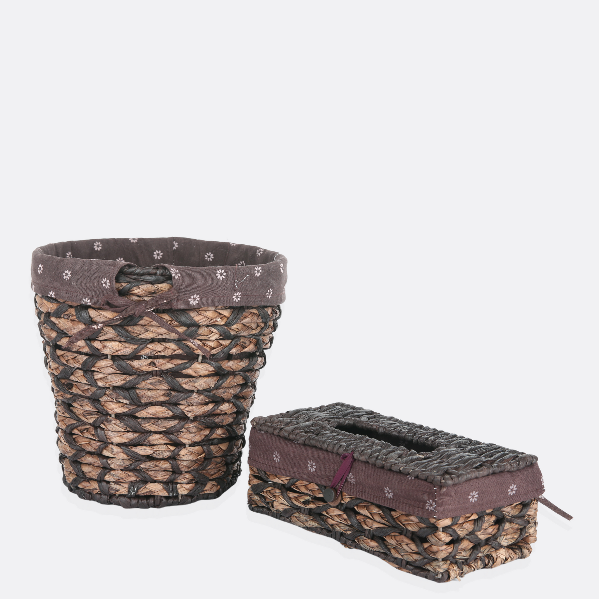 Jute Fabric lined basket with tissue box