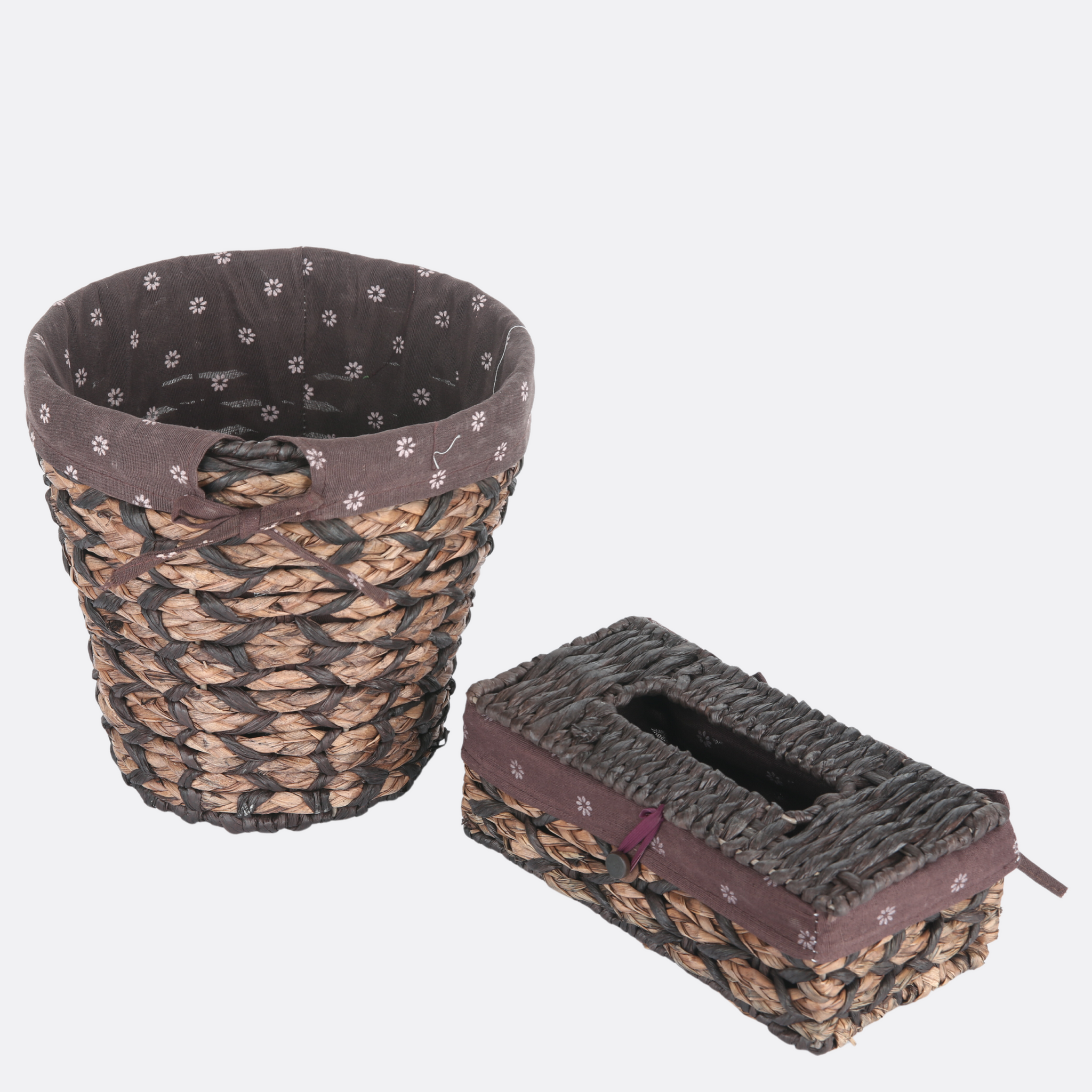 Jute Fabric lined basket with tissue box