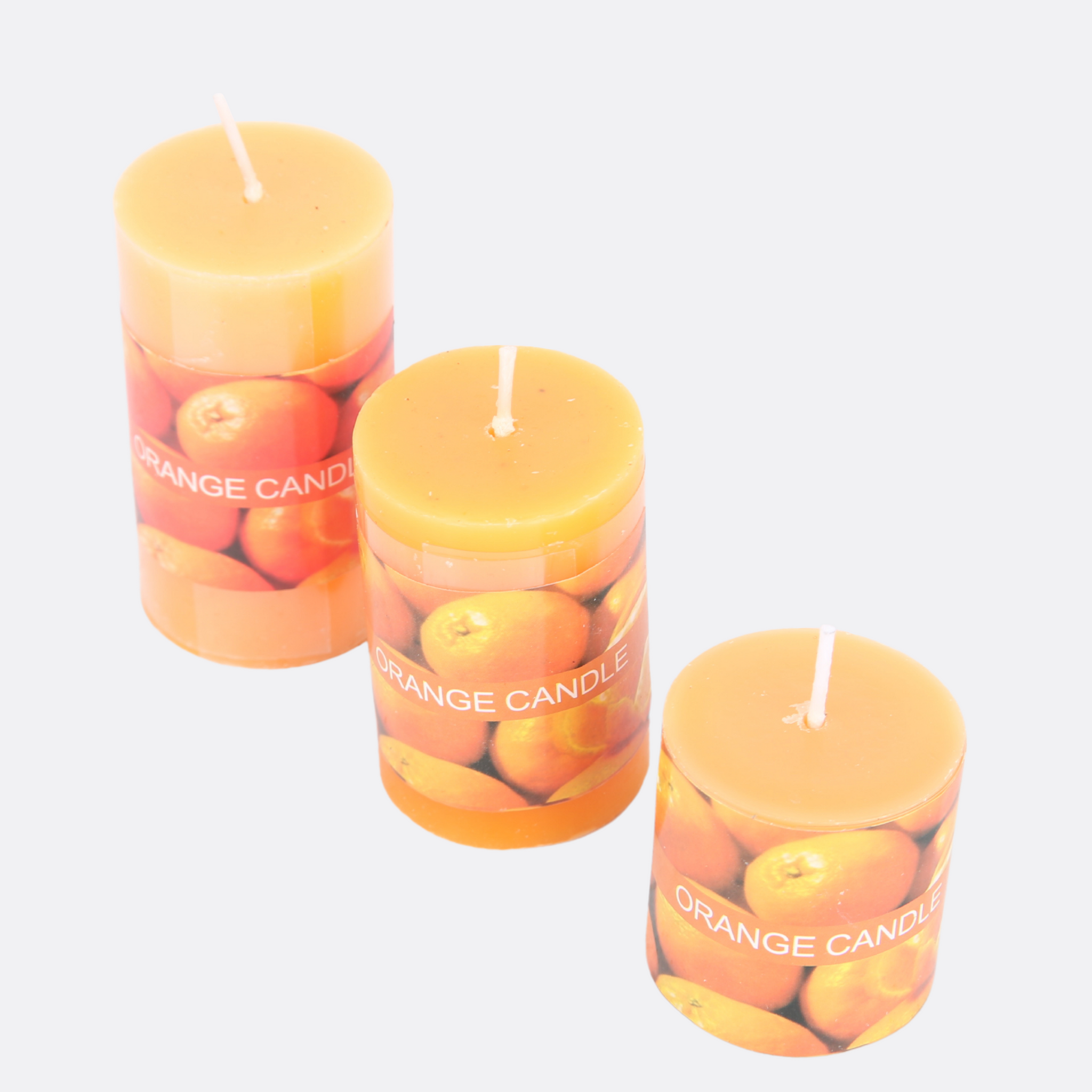 Orange Fragrant Candles ( Set Of 3 )
