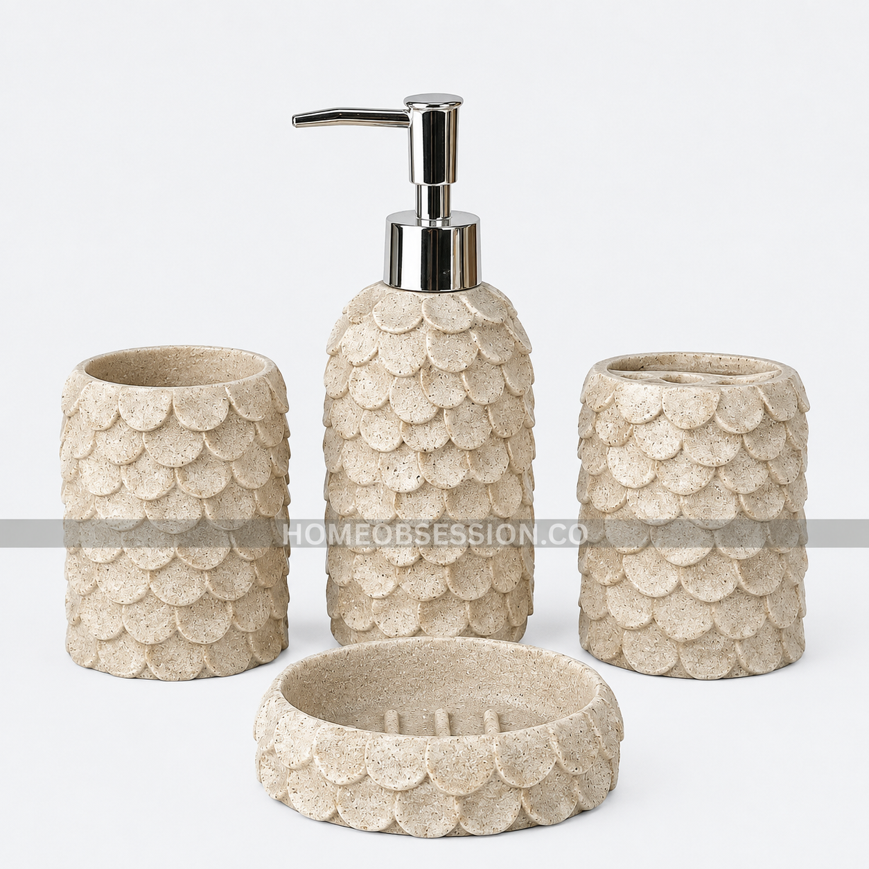 Leaf Textured 4-Piece Bath Ensemble