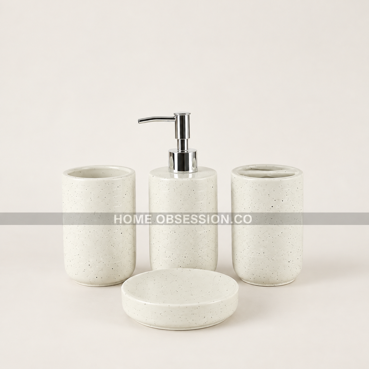 Minimalist Speckled bathroom Accessory Set