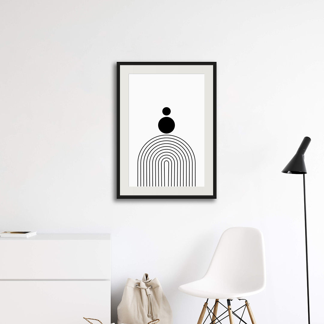 Geometric Arcs Monochrome Art
