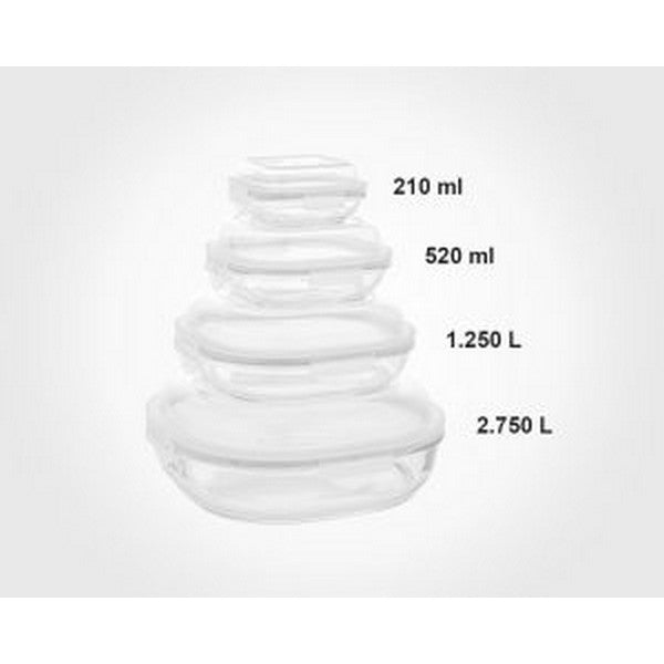 Glass Storage Box Container ( Set Of  4 )