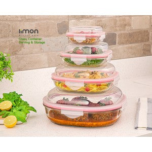 Glass Storage Box Container ( Set Of  4 )