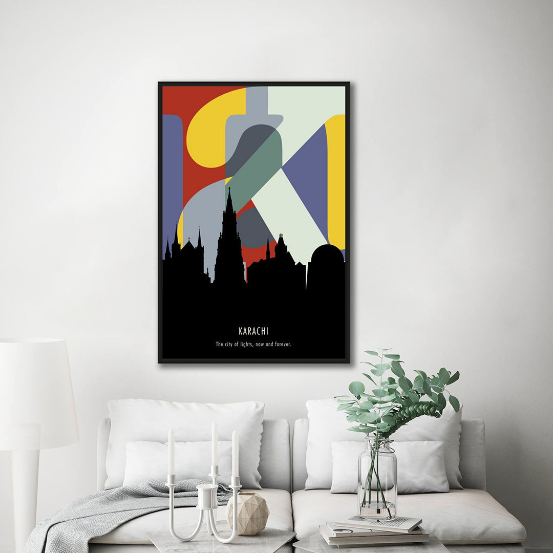 Karachi Skyline and Typography Initials Fusion