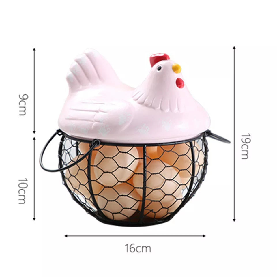 Metallic Egg Basket With Hen Cap