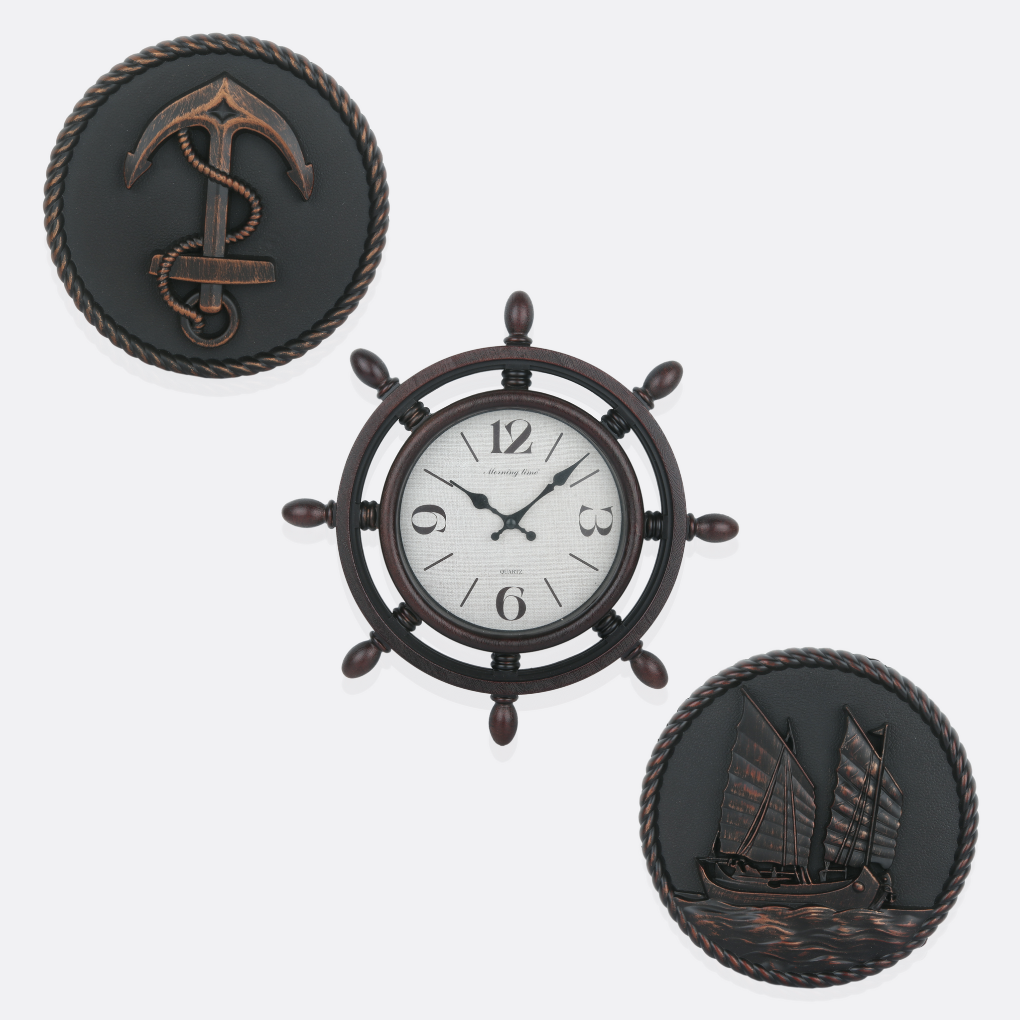Pirates Wall  Hangings With Clock (Set Of Three)