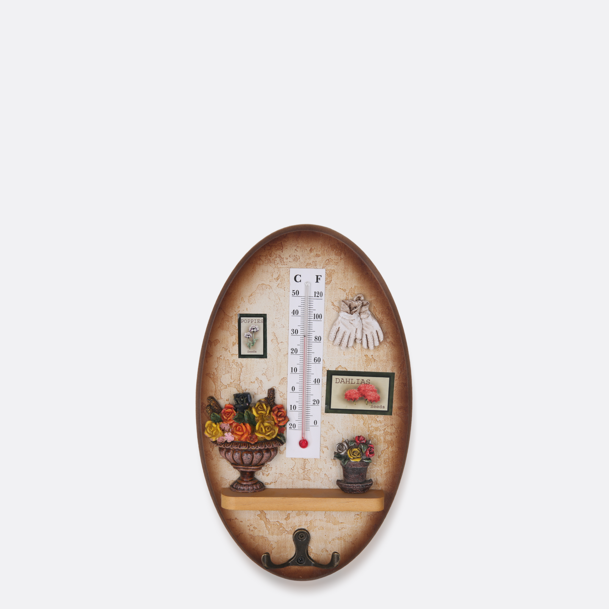 Wooden Key Holder With Thermometer