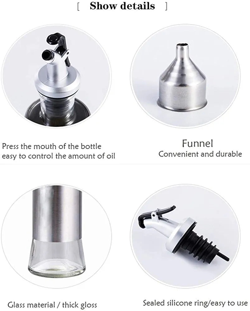 Stainless steel & glass oil dispenser