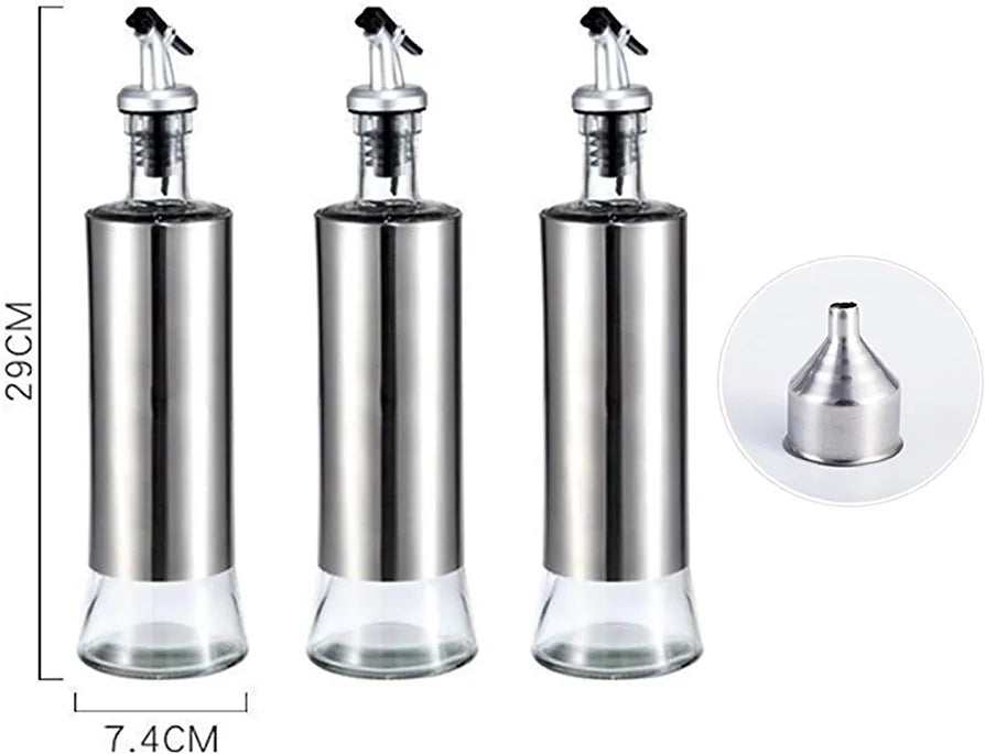 Stainless steel & glass oil dispenser