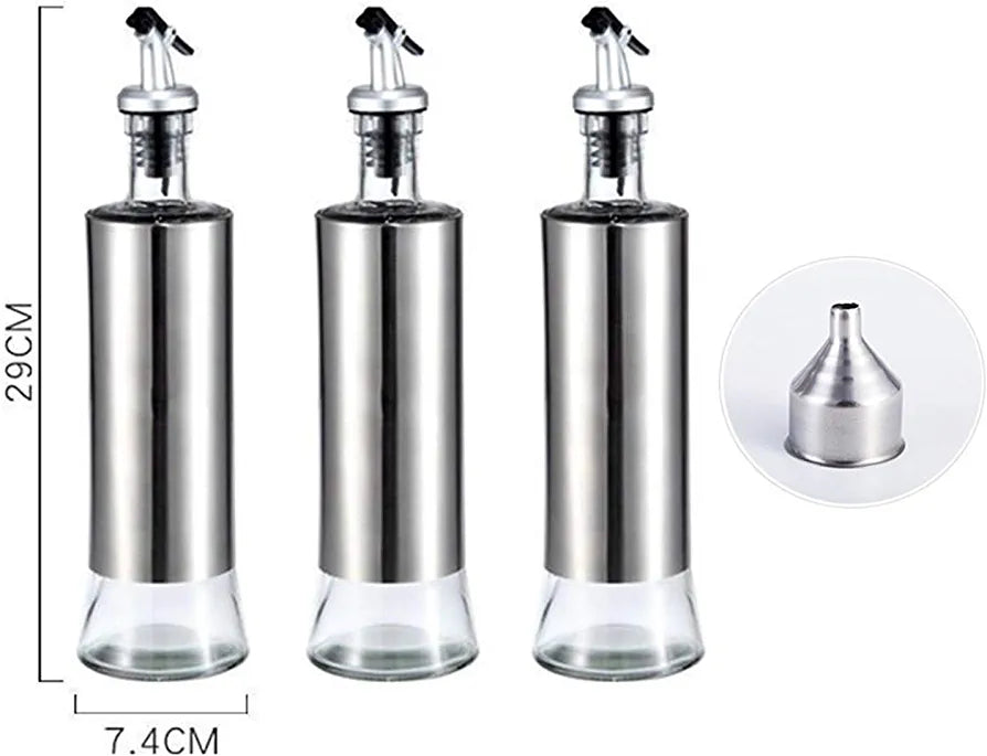 Stainless steel & glass oil dispenser