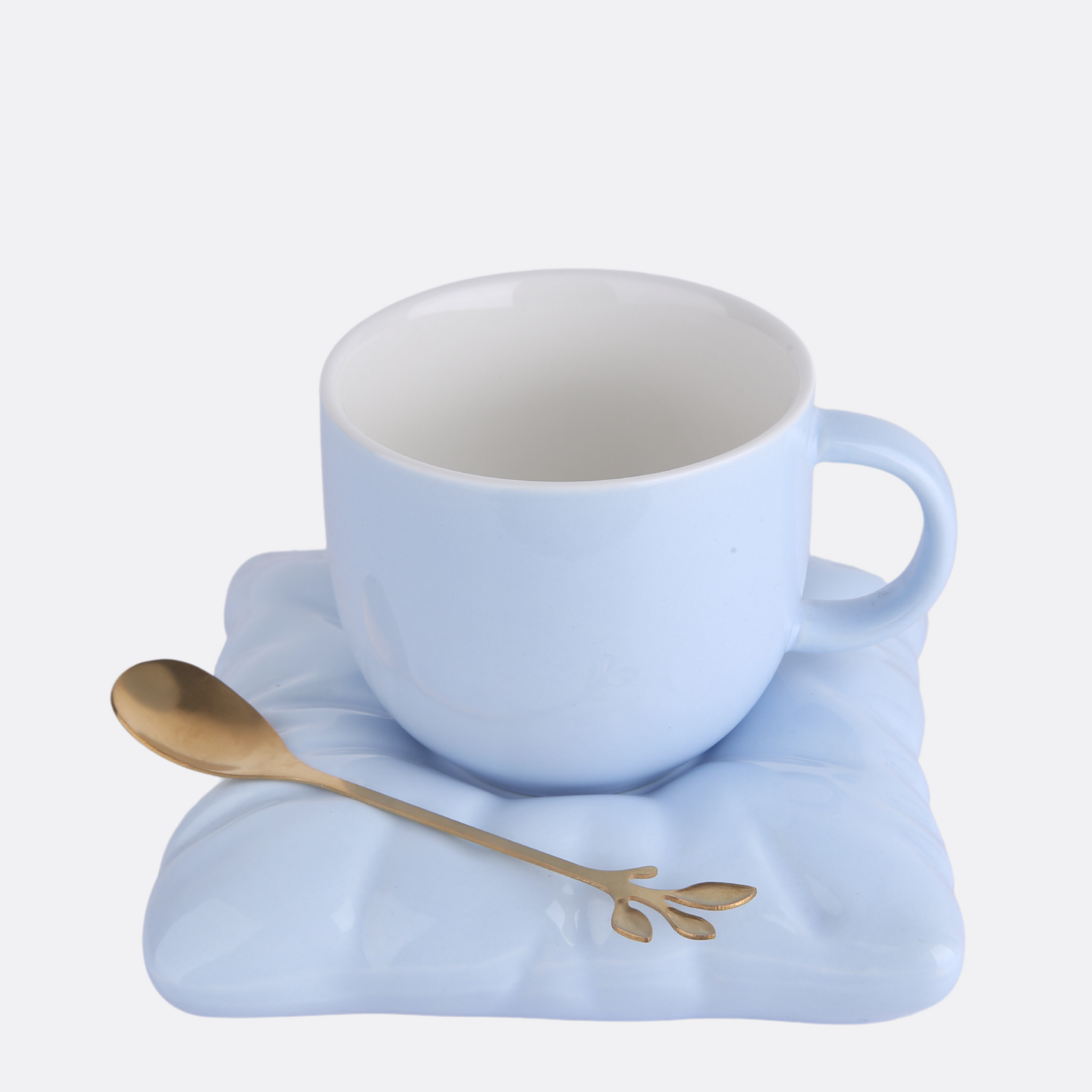 Seashell Cup With Coaster & Spoon