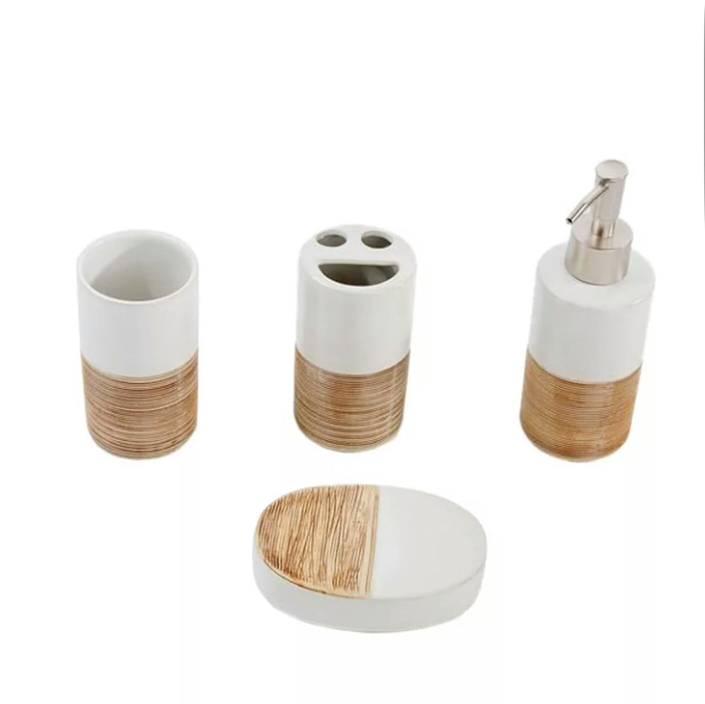 Self Textured White Bath Set